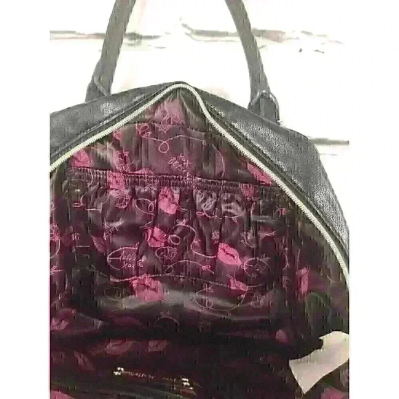 Betsey Johnson Women's Black/White Perforated Tuxedo Junction Bag - Picture 4 of 7